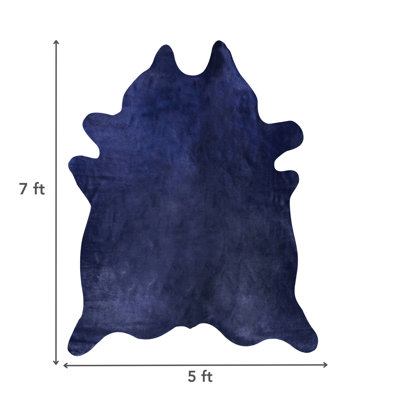 Rondon Navy Blue Cowhide Cowhide Area Rug