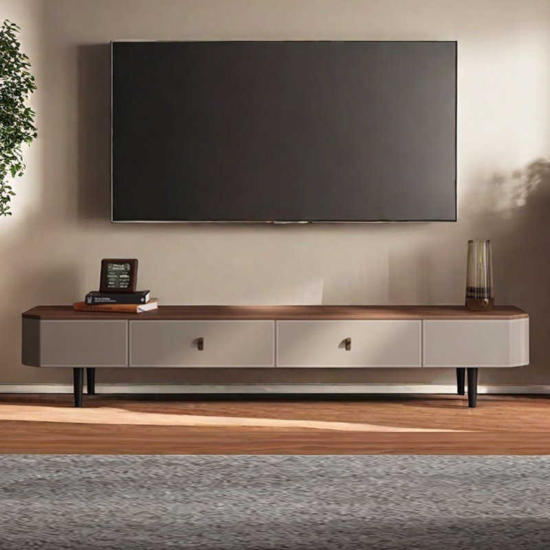Meuble télé en bois massif au design minimaliste, 94.48"