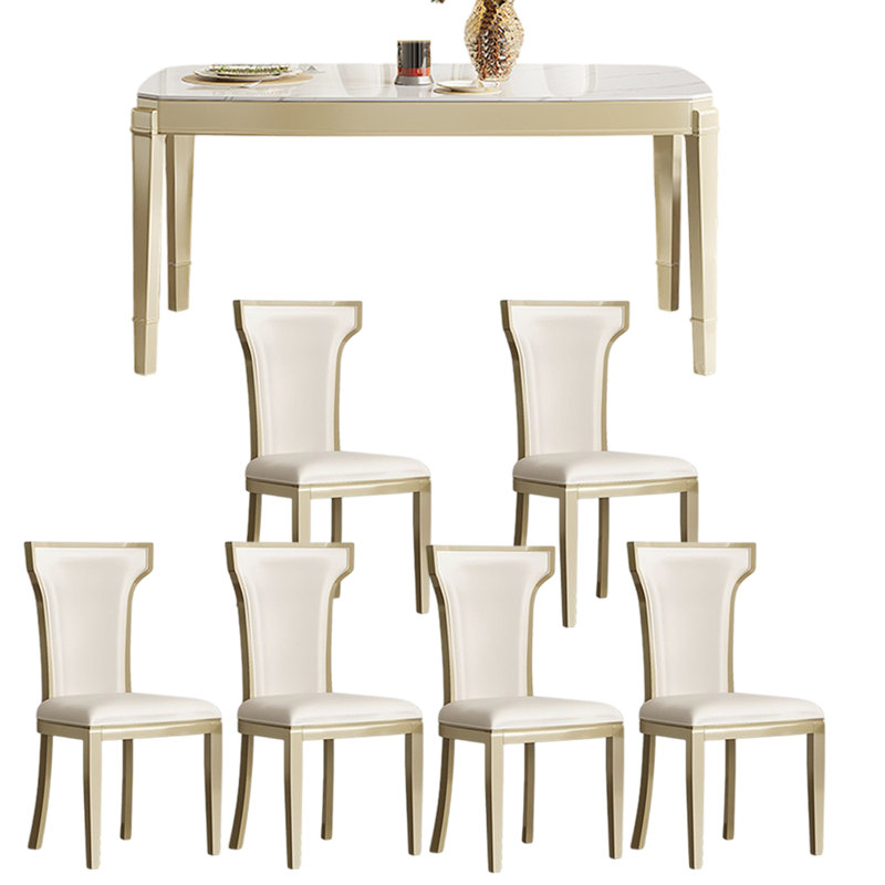 French style modern rectangular dining table sets, 31.1"H x 63"L x 35.4"W