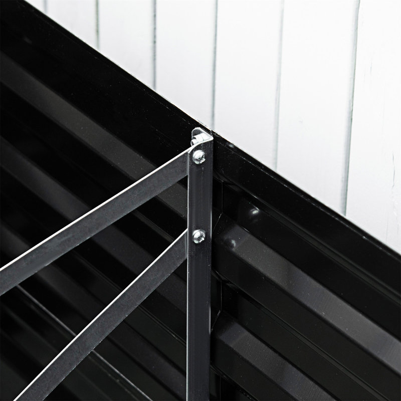 Ensemble de jardin surélevé en métal avec barres de renforcement, Noir