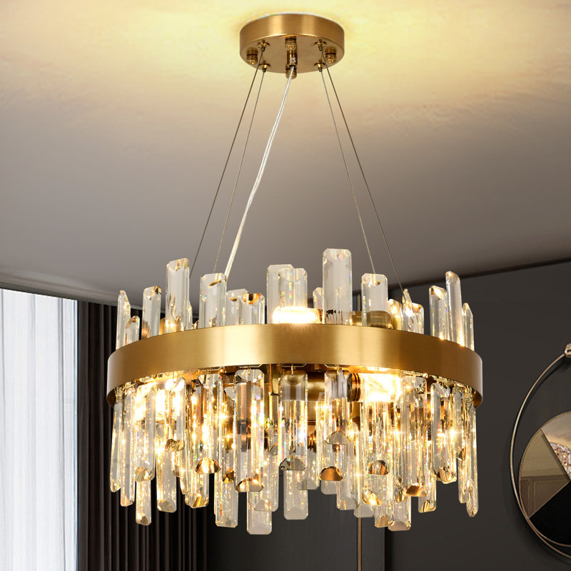 Canora Grey Unique/Statement Chandelier, 8 Lights, 25cm H x 40cm W x 25cm D, Brushed Gold