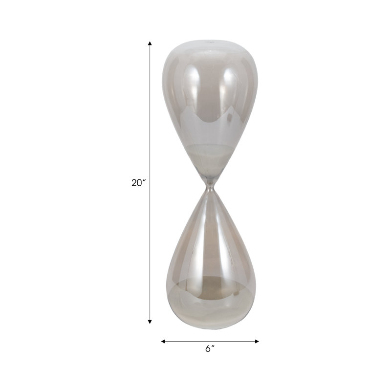 Glass Hourglass, Elegant Decorative Objects for Any Room, 20" H x 6" W x 6" D, Gray