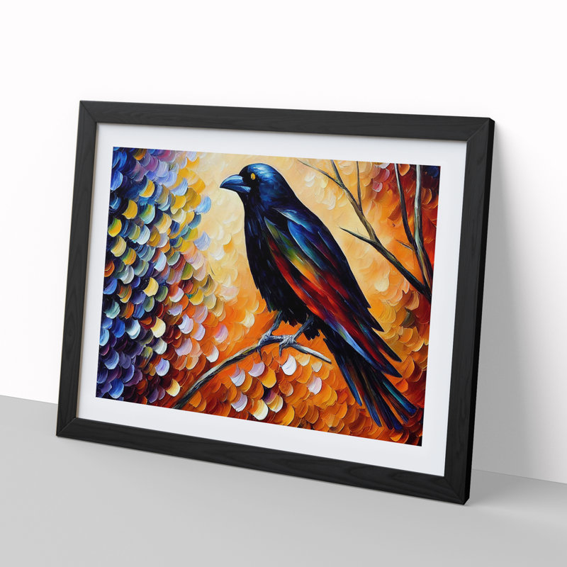 Crow Bird Vol.5 Abstract - Framed Print, Black, 25cm H x 34cm W x 2cm D