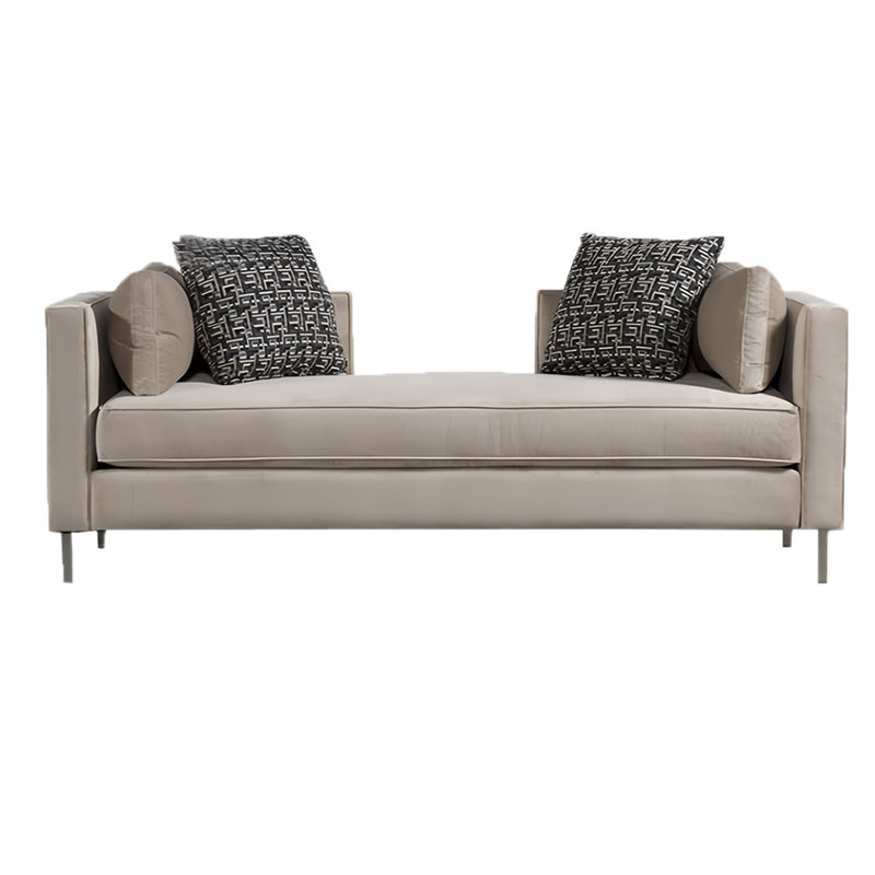 Velvet Upholstered Bench, Off-White, 25.59" H x 70.86" W x 23.62" D