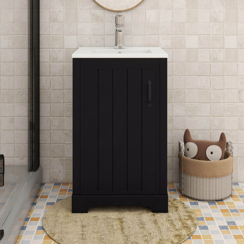 Maximisez l'espace avec un meuble-lavabo et un lavabo de 20 po, un support de rangement et des tablettes réglables, Noir