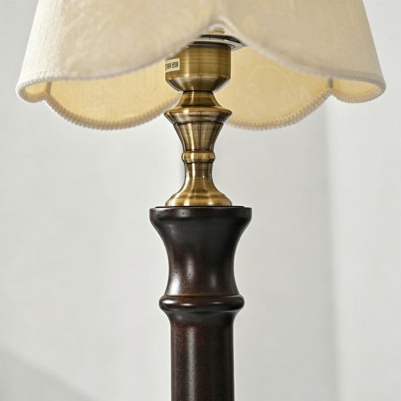 Beige-blanc + tissus noirs + lampes sur pied de forme libre en bois massif, Noir