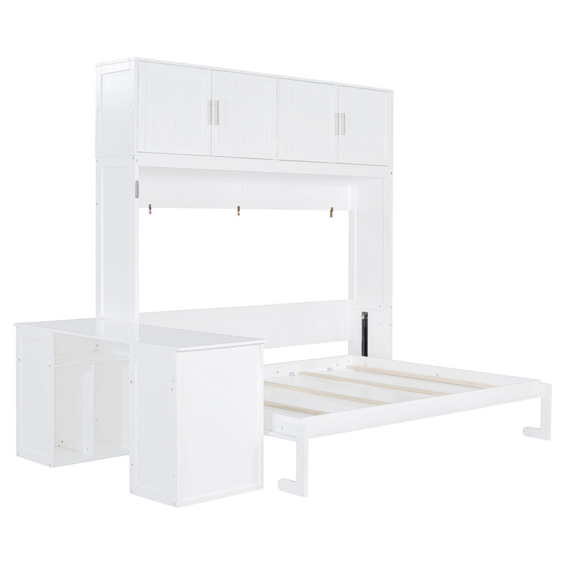 Lits pour grand lit peu encombrants avec rangement en bois et bureau moderne