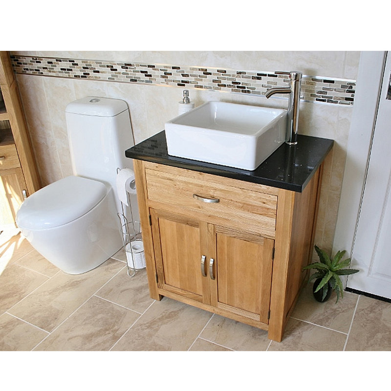 Lizeth 750mm Single Bathroom Vanity with Vessel Ceramic Basin, Black