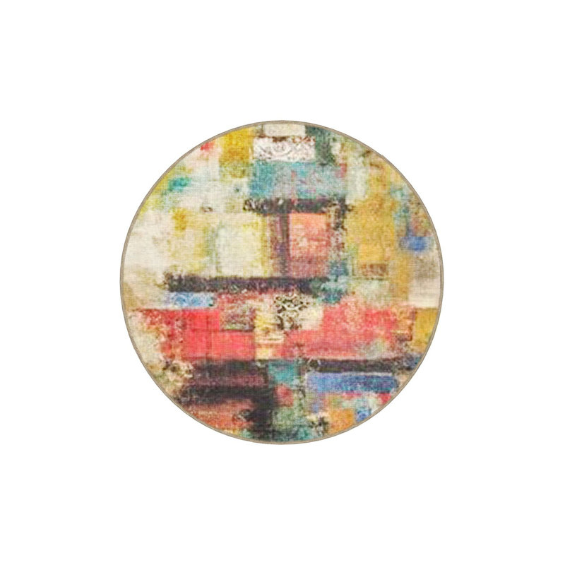 Multi Color Abstract Patch Pattern Modern Decorative Machine Washable Area Rug, Runner 3'3" x 6'7"