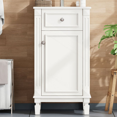 18" Bathroom Vanity With Ceramic Sink, Freestanding Single Vanity Set With Soft Closing Door, Adjustable Shelf