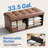 43" Folding Storage Ottoman Bench, PU Leather Footrest Footstool End of Bed Bench with Padded Seat-1414621355
