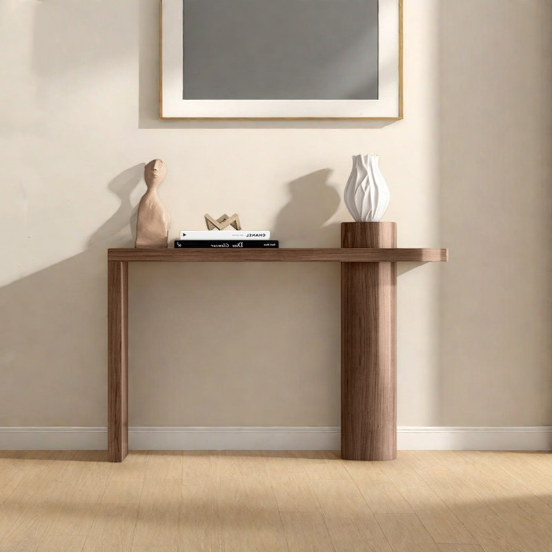 Minimalist Art Solid Wood Console Table, 35.43" H x 54.33" W x 13.78" D, Brown