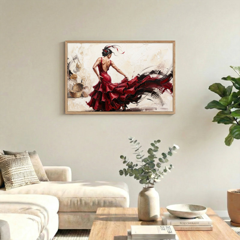Ensemble de 1 toile murale Flamenco Dance, H 28 po x l 40 po, Naturel