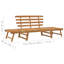 Banc de jardin extérieur avec coussins 2-en-1 en bois massif Anikha