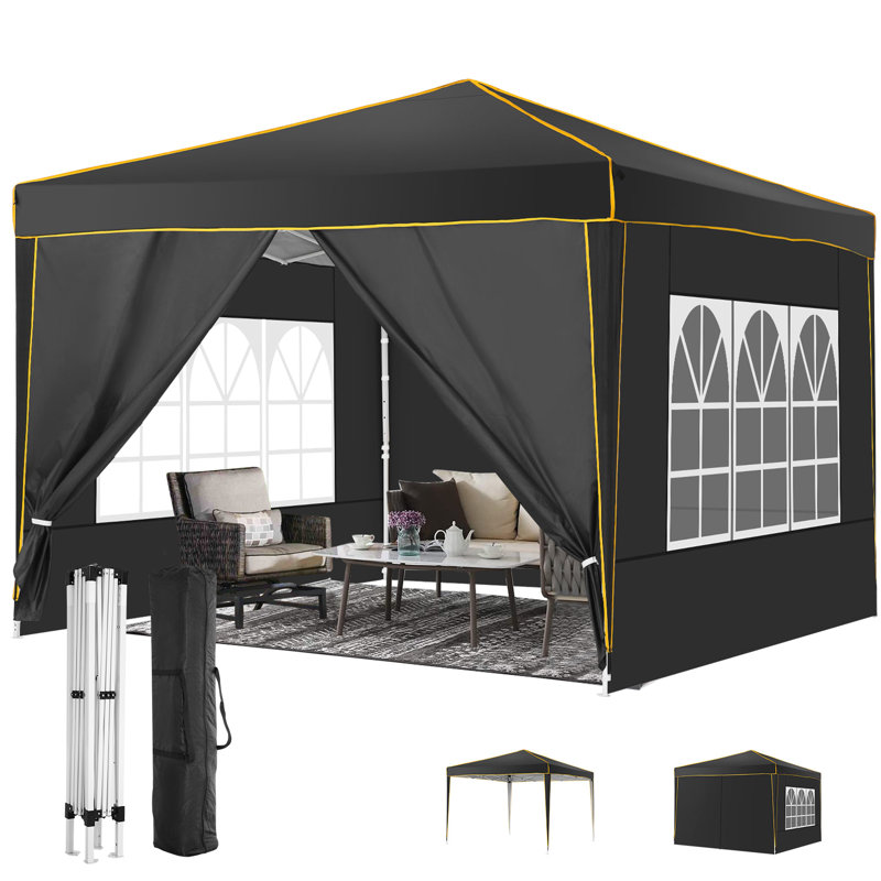  10' x 10' Pop up Canopy, UV and Rain Resistant Canopy , Black