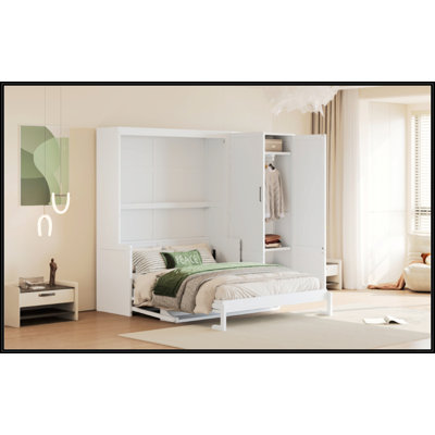 Grand lit escamotable mural avec placard