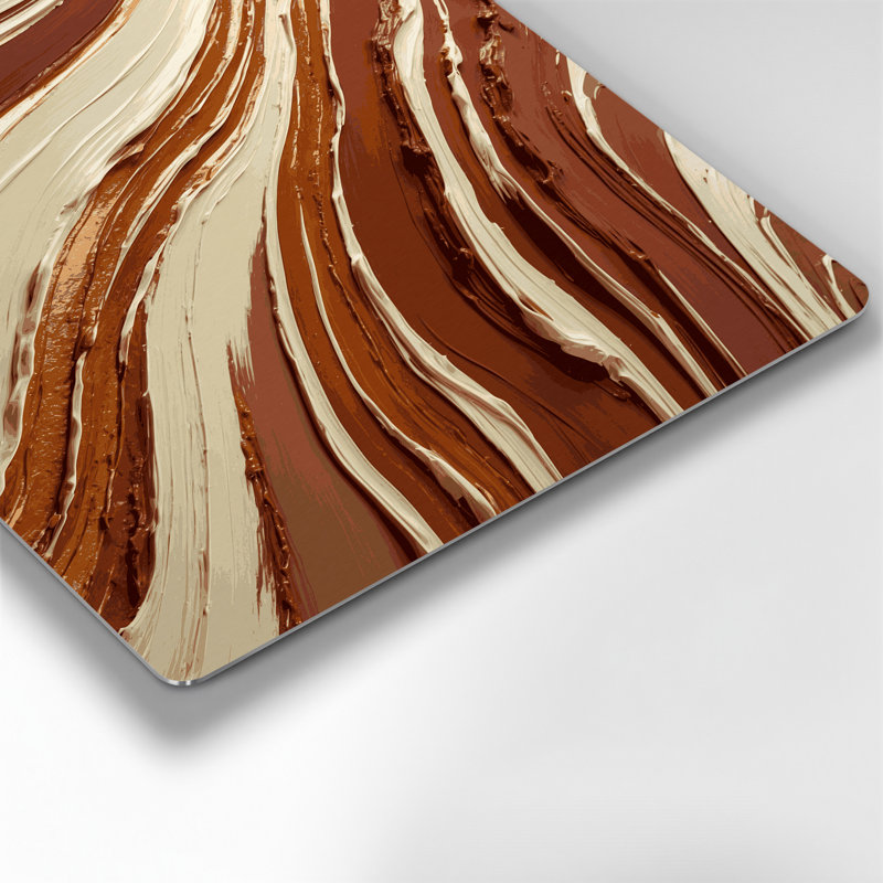Art mural horizontal rayé horizontal en métal crème beige rouille, H 20 po x l 30 po