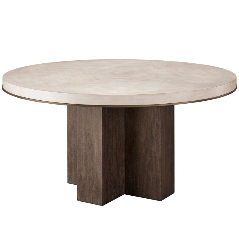 Topanga 60-Inch Round Beige and Brown Wood Dining Table