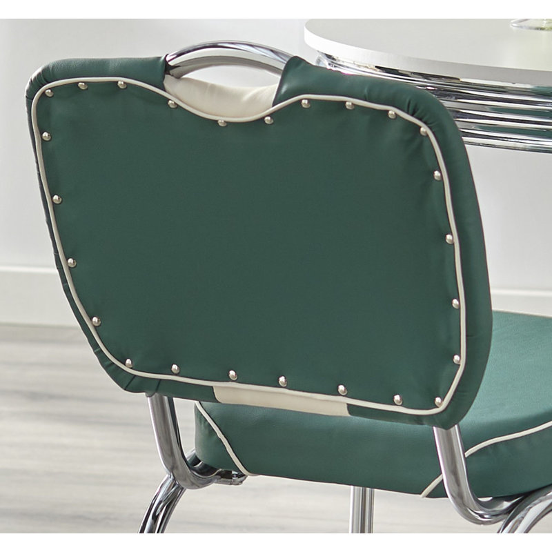 Sherly Upholstered Retro Side Chair, Green/White