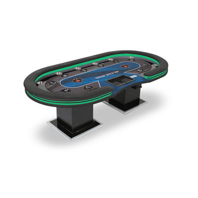 Blue + Black Oval Manufactured Wood Poker Table