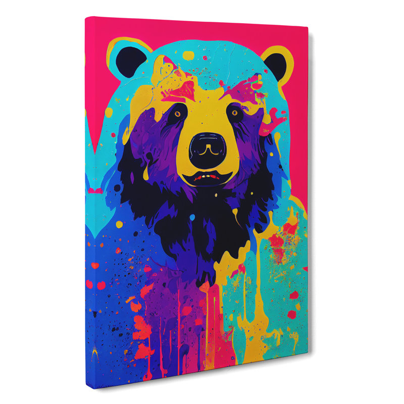 A Painted Bear No.7 Abstract - No Frame Print on Canvas, 50cm H x 35cm W x 3cm D