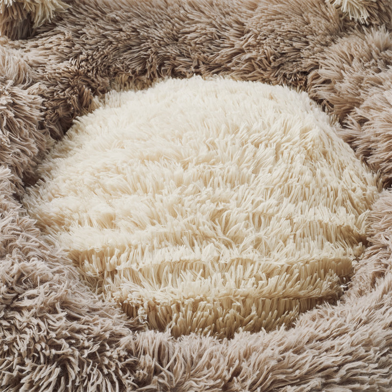 Willingham Doughnut Shaped Plush Cat Bed Dog Nest, 60cm W x 60cm D, Beige Brown