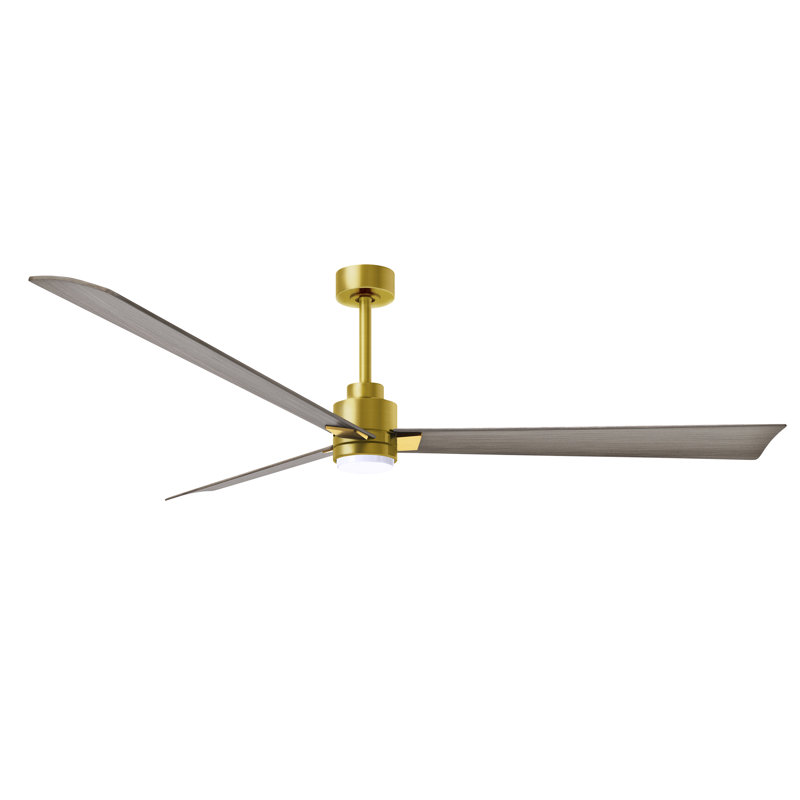 Ventilateur de plafond Alessandra, Laiton brossé, 72", Ton bois de frêne gris