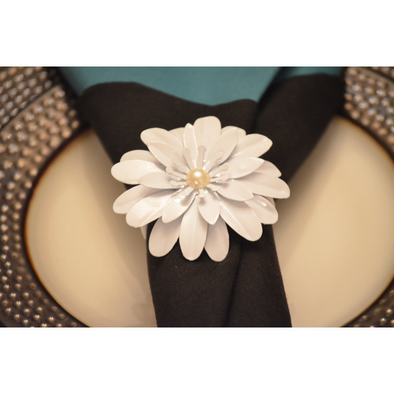 Ensemble de 8 serviettes (perle bleue), Blanc