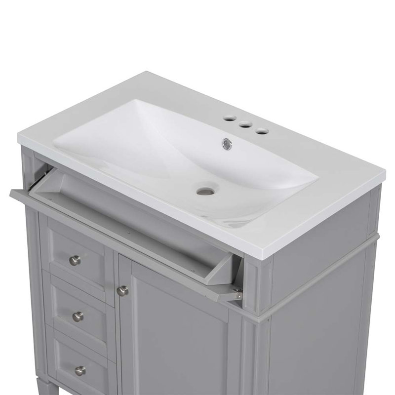Ensemble de meuble-lavabo simple 30 po avec plateau Georga, Gris
