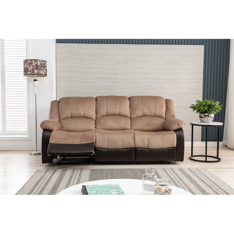 Canapé inclinable à accoudoirs coussinés de 83 po Alizzon, Beige