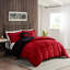 Édredon rouge et noir avec des taies décoratives douillettes en rouge et noir-122456943-122456948
