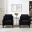 Fauteuil de chambre à coucher chic avec velours de luxe et structure en bois stable, rembourrage noir confortable