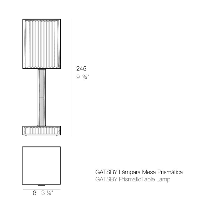 Lampe de table carrée en résine Gatsby, Fumée