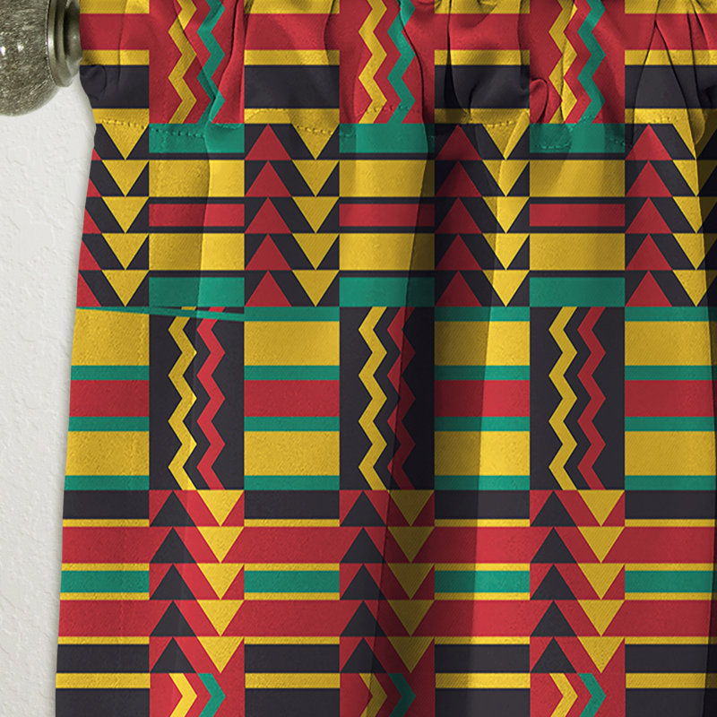 Motif africain - Rideau simple occultant à motif géométrique tropical, L 52 po x L 108 po