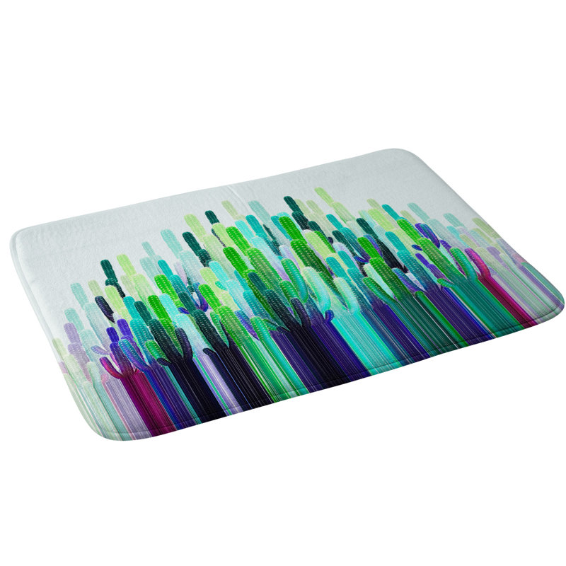 Tapis floral antidérapant pour salle de bain, Vert