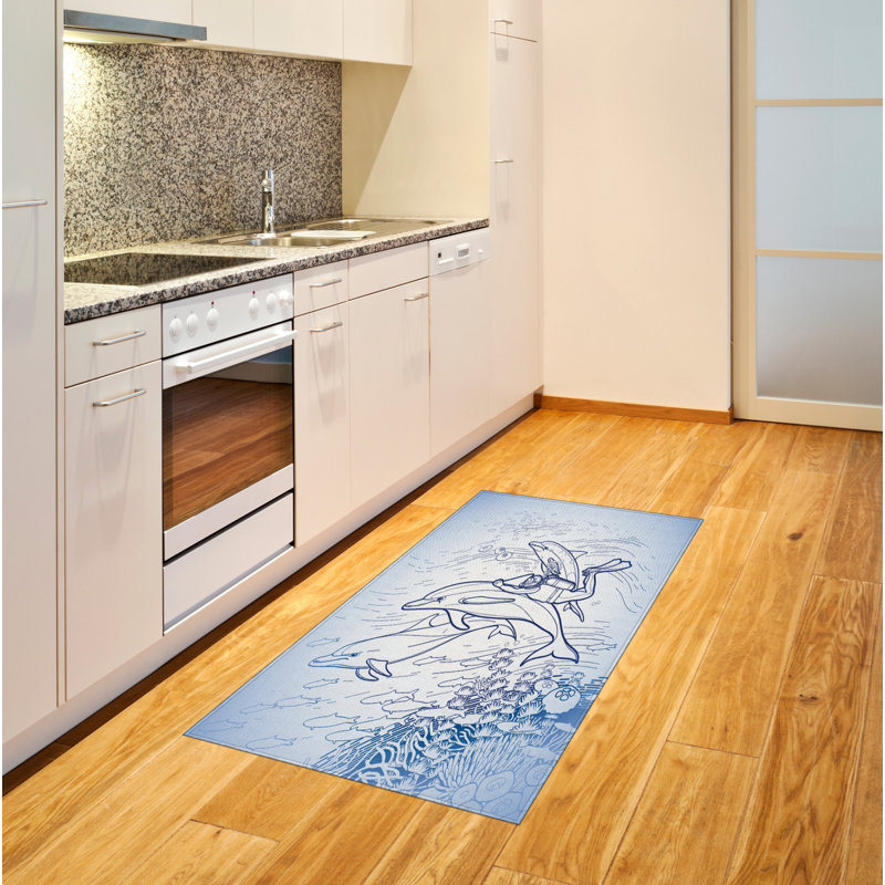 Sea Animals Ocean Life High Density Long Fiber Poly Threads Decorative Area Rug Carpet, Rectangle 2'7" x 5'