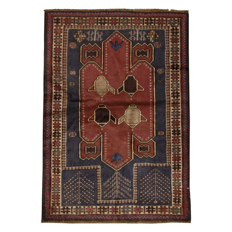 Hand-Knotted High-Quality Blue and Brown Area Rug