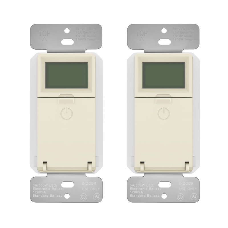 TopGreener 7-Day Programmable Timer Switch - Light Almond (2-Pack), Light Almond