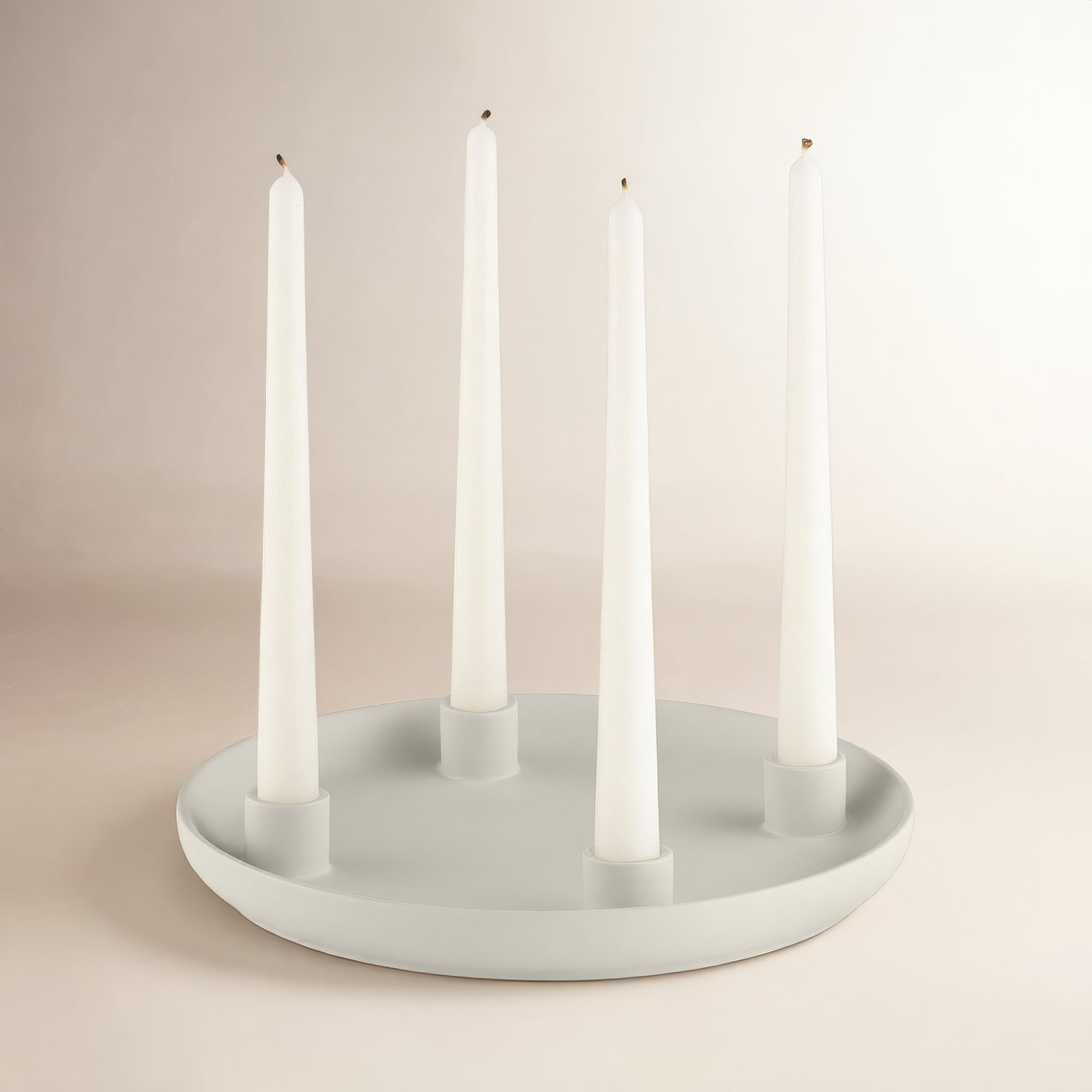 VELA Stoneware Candelabra, Moonbeam