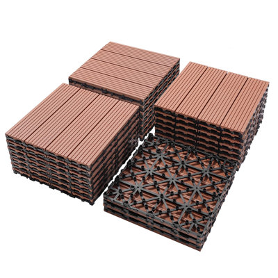 Ensemble de tuiles de terrasse en bois et en plastique durable, idéales pour divers espaces extérieurs et intérieurs, faciles à bricoler et à entretenir