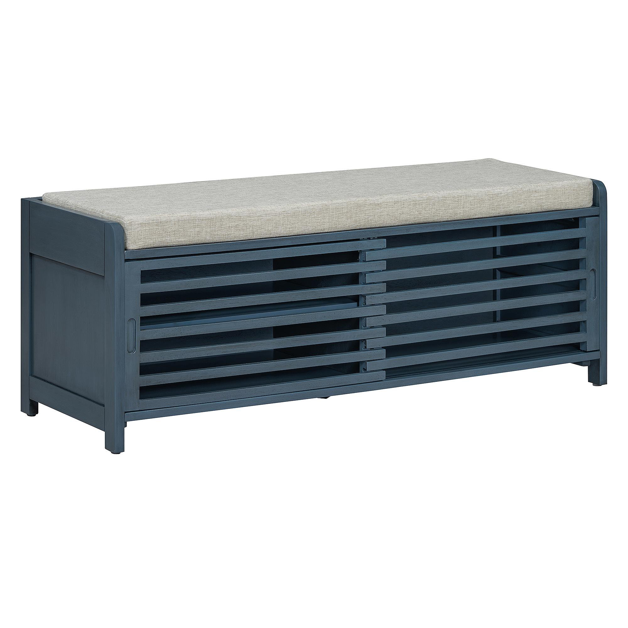 Latitude Run® Shoe Bench With Storage And Cushion, Distressed Shutter ...