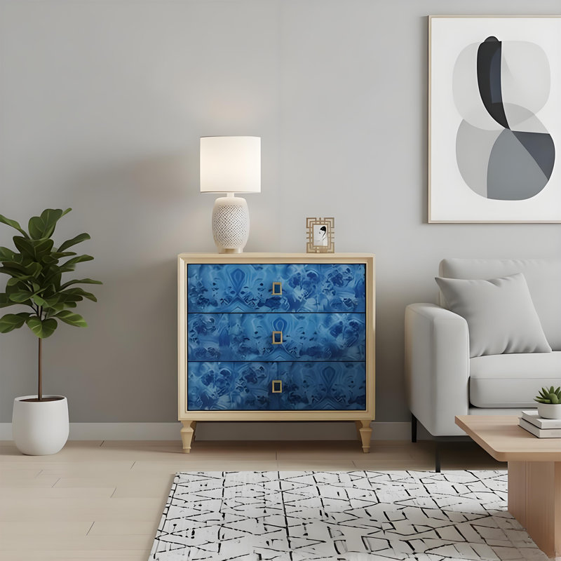 Commode d'appoint bleue de style minimaliste