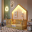 Lit simple à plancher surélevé, lit Montessori en bois avec lumière pour enfants, garçons et filles, naturel