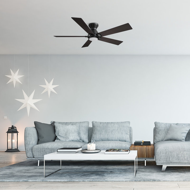 Dayceon 52'' Ceiling Fan with LED Lights, Dark Walnut, Black