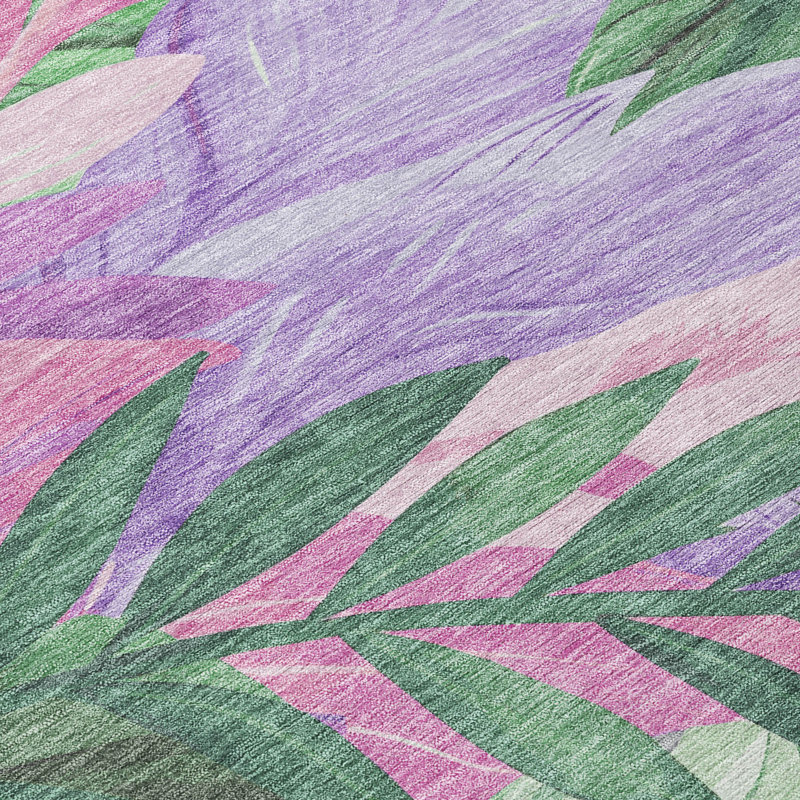 Sage and Lavender Tropical Floral Synthetic 5' x 7' Rug