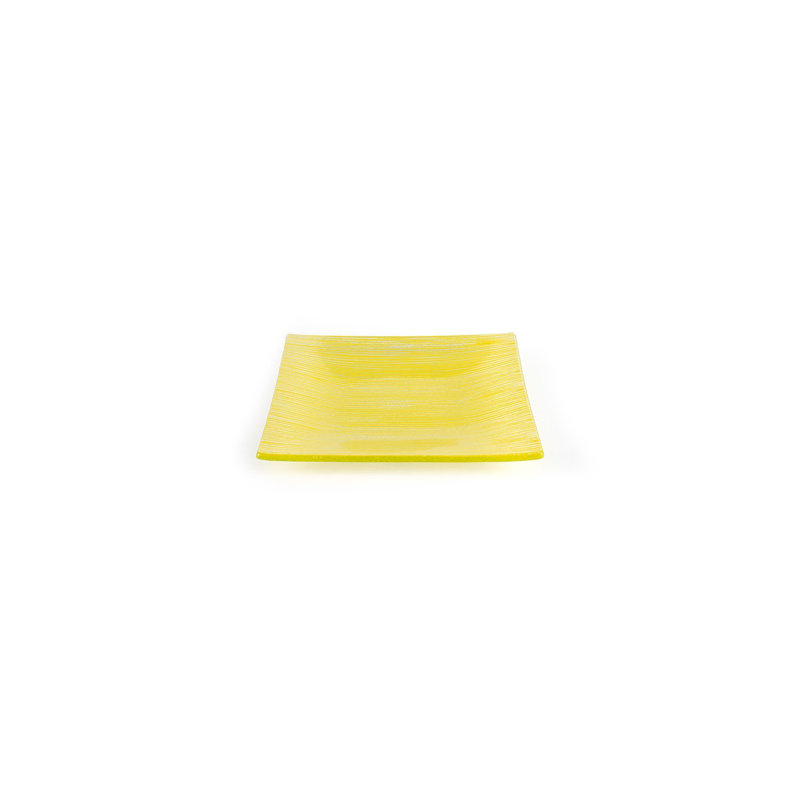 Ensemble de 2 assiettes carrées en verre 7,75 "x 7,75", Jaune