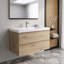 Meuble-lavabo suspendu de 91 cm (36 po) en mélamine en bois avec lavabo intégré en résine, armoire de salle de bain en bois naturel avec tiroirs à fermeture douce et poignées invisibles-1087244651