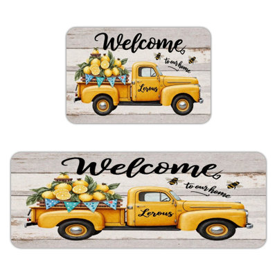 Lemon Truck Welcome, Kitchen Mats Set of 2