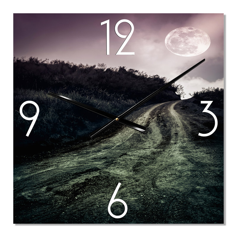 Horloge murale moderne Muddy Road Under Full Moon, Grand