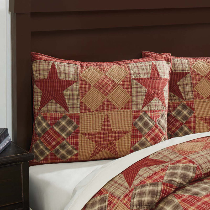 Dawson Star Khaki and Burgundy Cotton Standard Sham